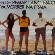 Cartaz da Operação Golfinho de 1989 com o slogan "Não vá morrer na praia".