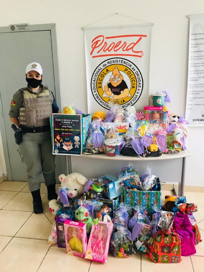 BM de Ven&acirc;ncio Aires realiza a entrega de brinquedos arrecadados na Campanha Crian&ccedil;a Feliz
