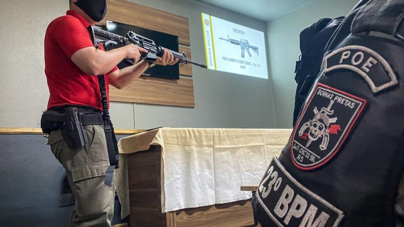 For&ccedil;a T&aacute;tica do 23&ordm; BPM realiza treinamento com novo armamento
