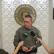 Coronel Feoli dando entrevista sobre Câmeras Corporais