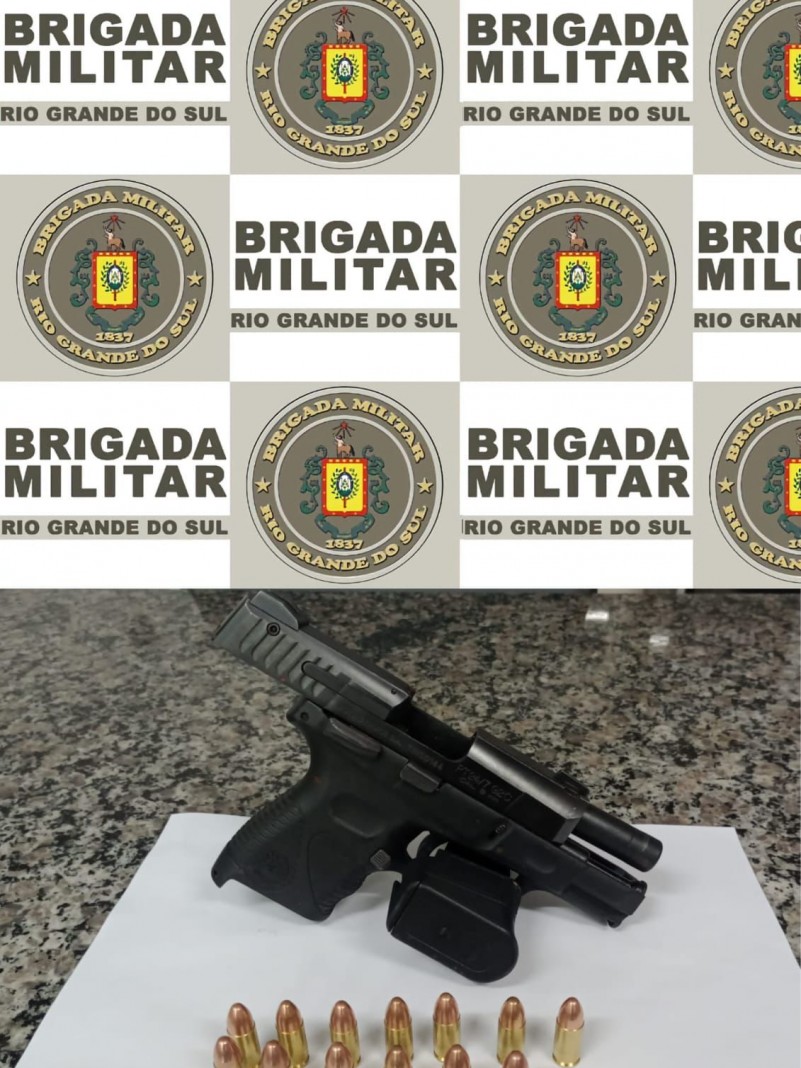 Apreensão de uma pistola, carregador e munições