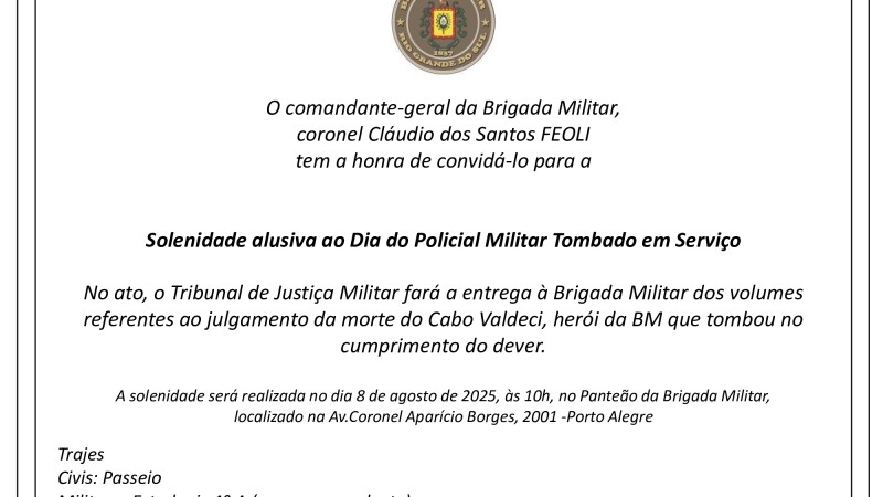 Brigada Militar realiza solenidade alusiva ao Dia do Policial Militar Tombado em Serviço