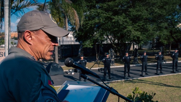 Subcomandante-geral da BM Cel Douglas, fazendo uso da palavra.